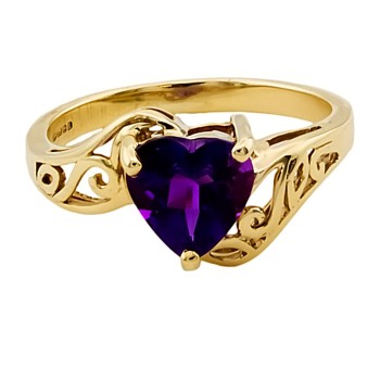 9ct Gold Amethyst Ring size K